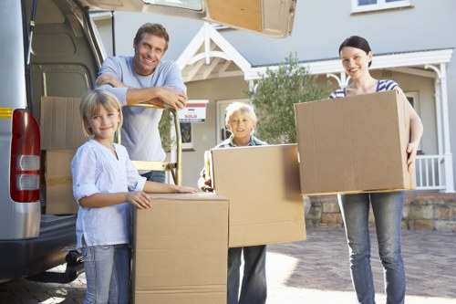 Packed boxes and furniture prepared for a Bayswater relocation