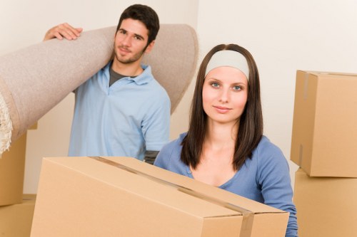 Reusable furniture and packed items ready for charity donation